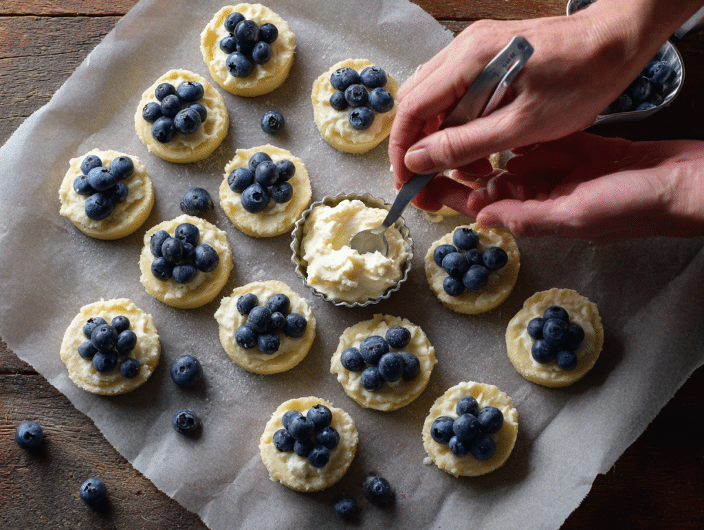 Assembling keto blueberry cream cheese Danish
