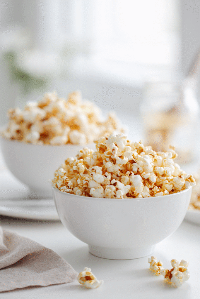 hot honey popcorn served in paper cones