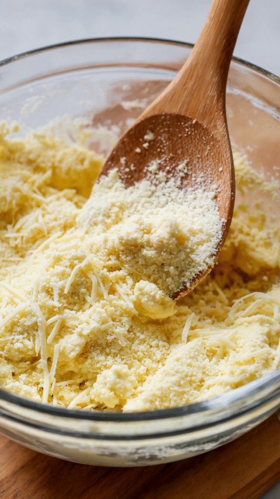mixing keto garlic bread dough step
