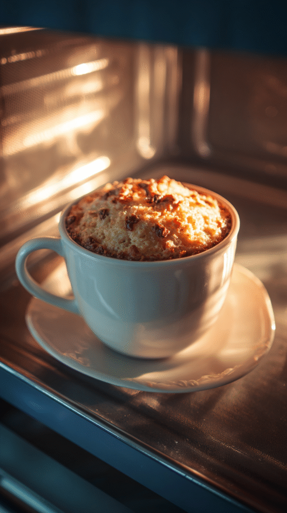 Served keto mug cake with toppings