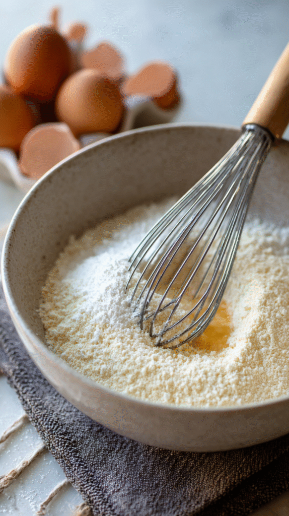 mixing keto olive bread batter in bowl