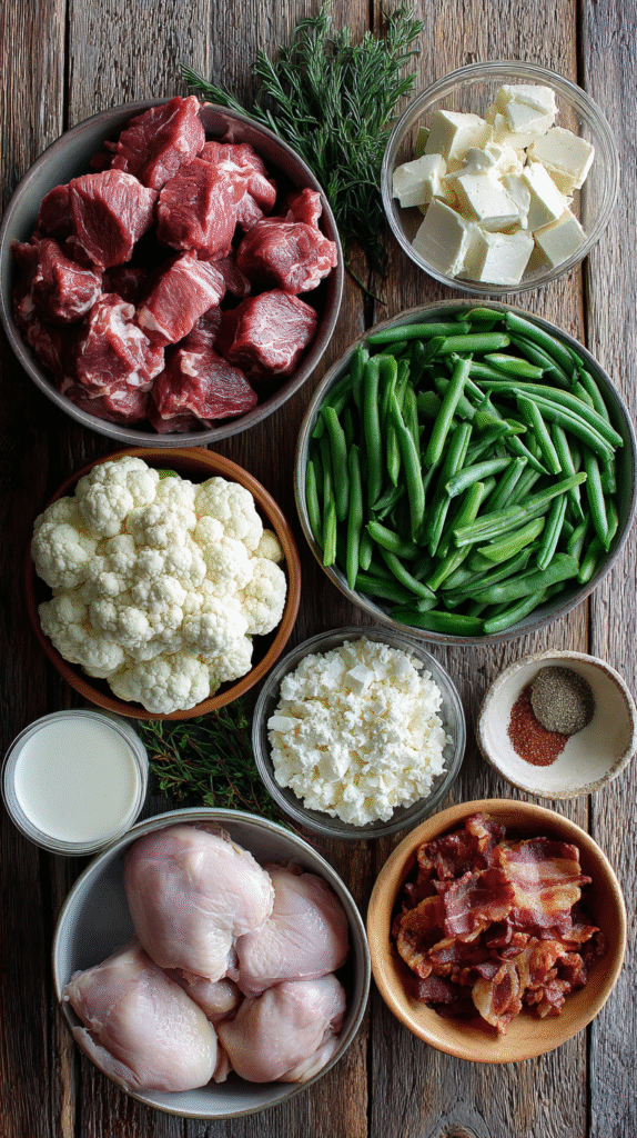 Keto crockpot ingredients on table
