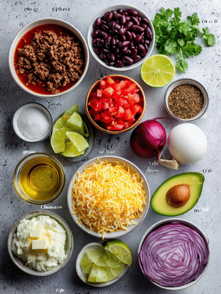 keto taco soup ingredients on counter