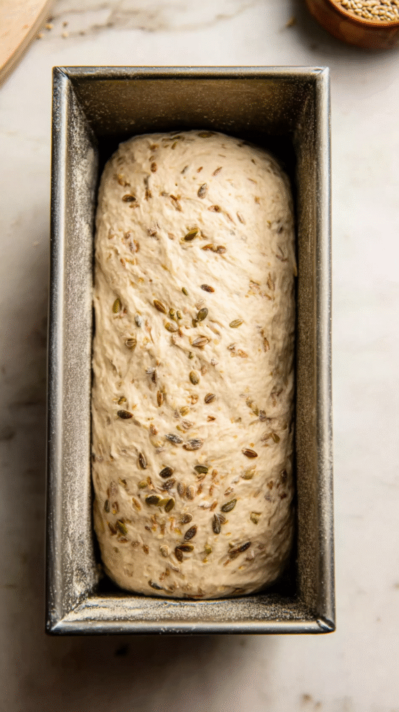 multigrain bread loaf before baking