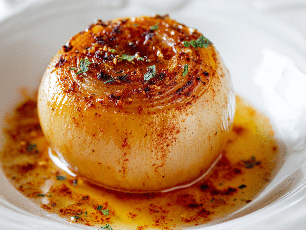 Roasted Onion Boil unwrapped with Cajun seasoning and melted butter