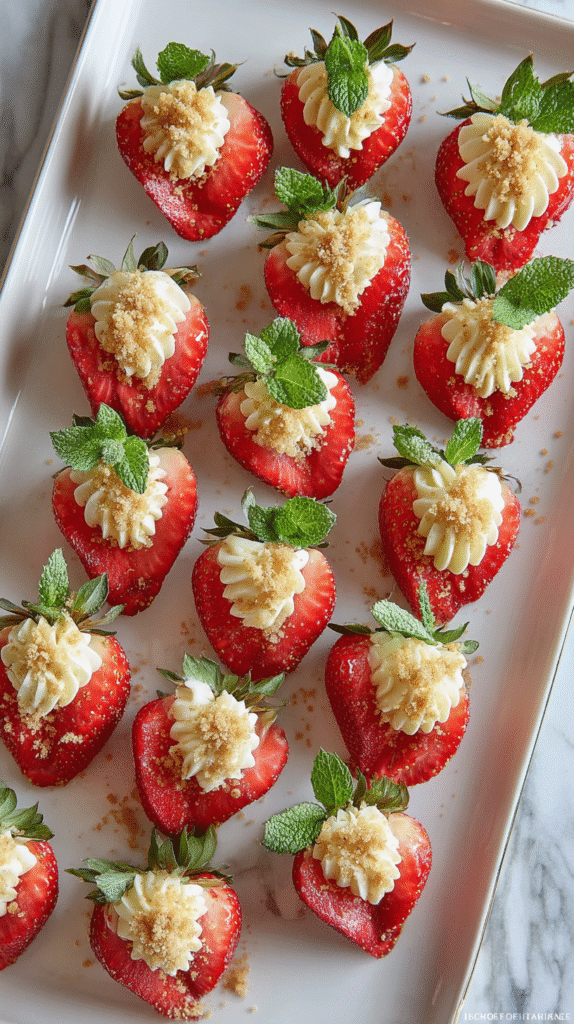 deviled strawberry cheesecake party platter