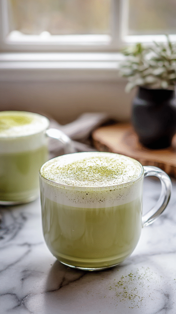 Hot Matcha Latte Served