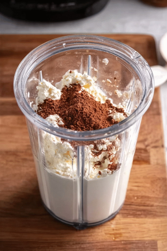 Blending cottage cheese chocolate ice cream base