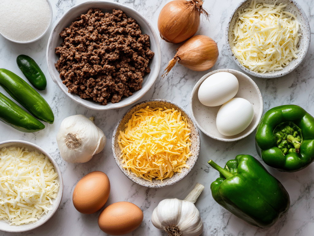 Ingredients for keto taco casserole recipe