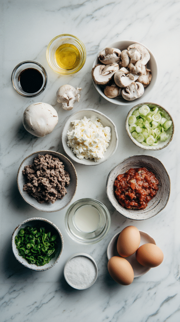 Ingredients for Keto Philly Cheesesteak Rolls low-carb recipe