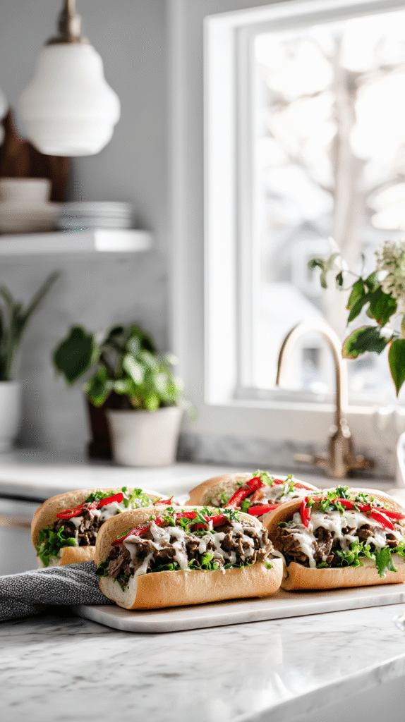 Keto Philly Cheesesteak Rolls served on platter