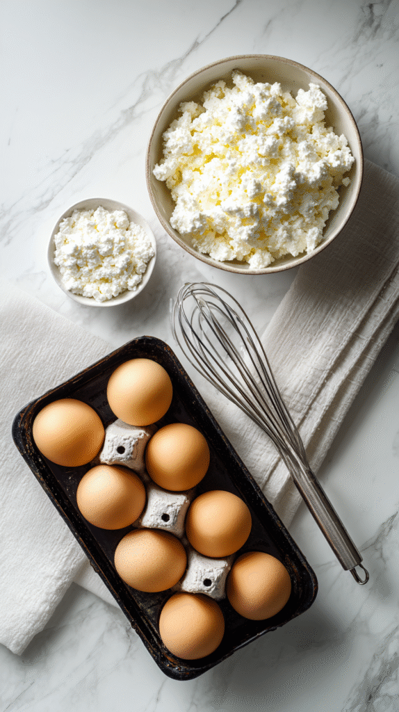 ingredients for cottage cheese cloud bread recipe