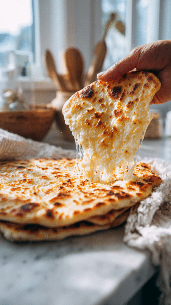 baked cottage cheese flatbread golden brown