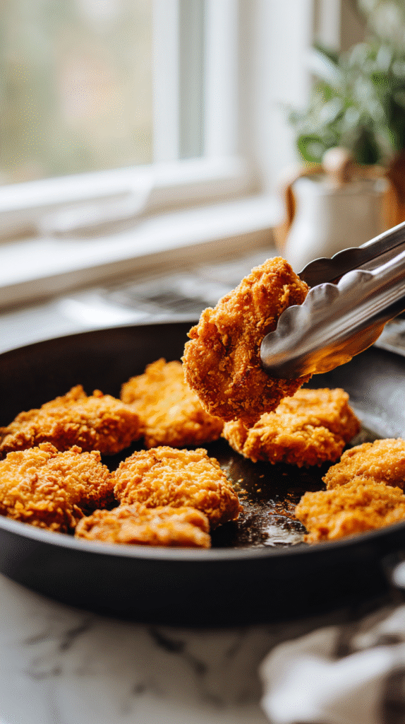keto naked chicken chalupa frying step