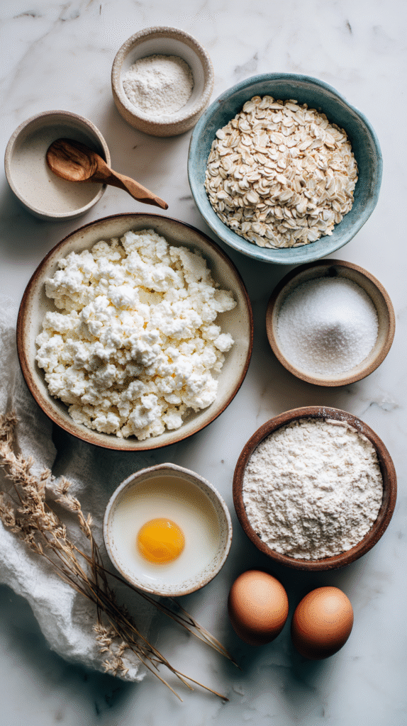 cottage cheese flatbread ingredients flat lay