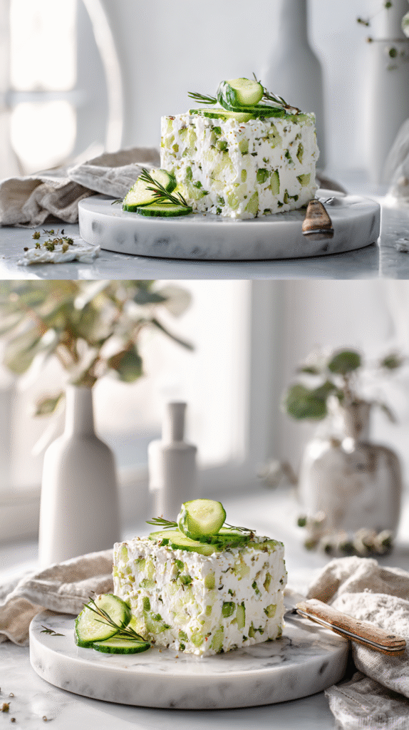 serving feta and cucumber delight
