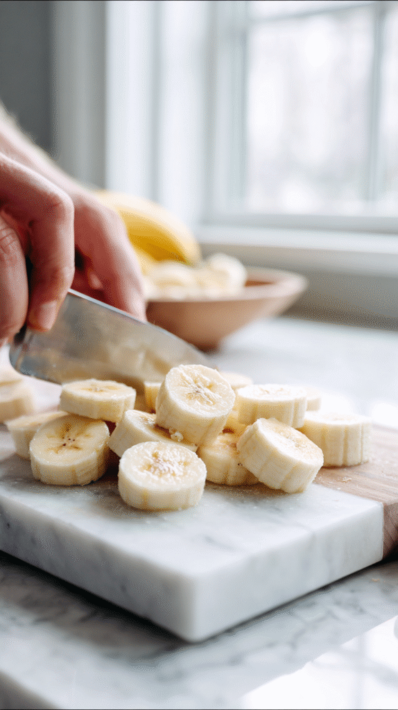 slicing bananas for low calories frozen banana Snickers