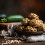 Healthy zucchini oatmeal cookies on rustic plate