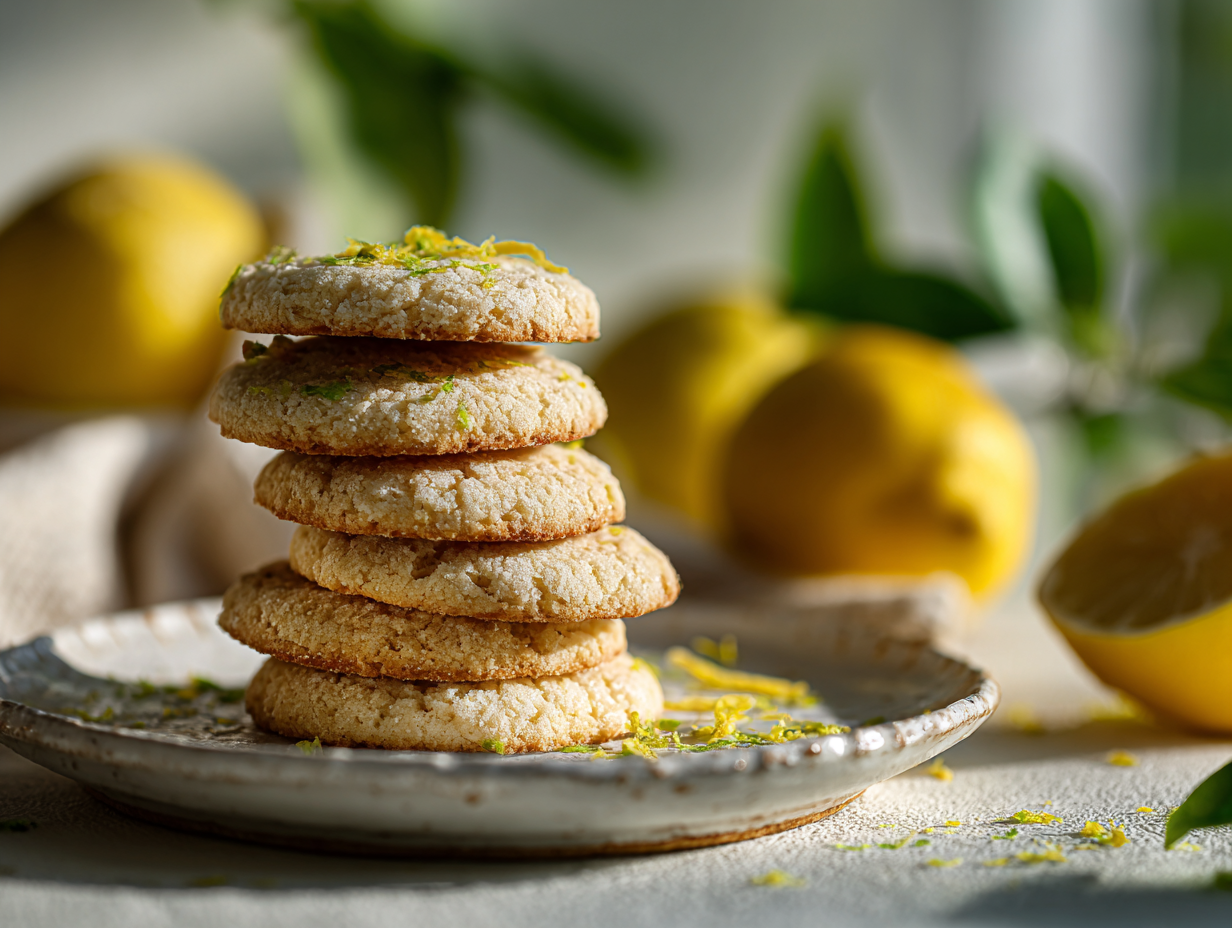 Low calorie lemon cookies on plate
