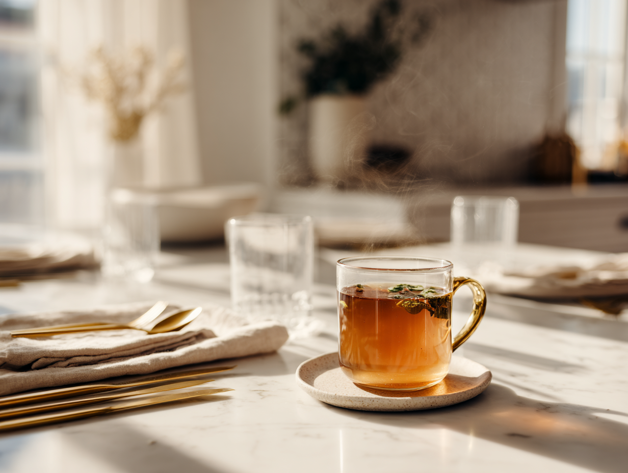 Costa Rican tea with ginger, mint, pineapple, and cinnamon