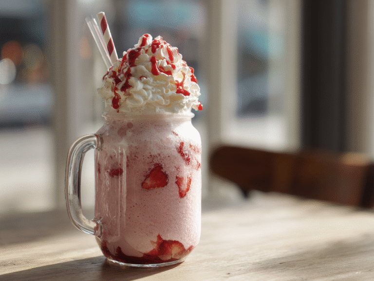 Strawberries & Cream Frappuccino with whipped cream