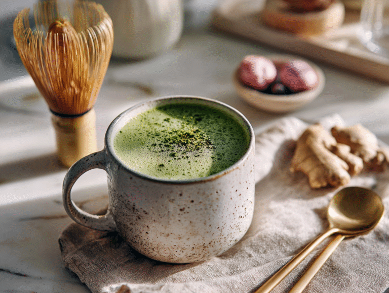 Japanese Mounjaro detox drink with matcha, kombu, and umeboshi