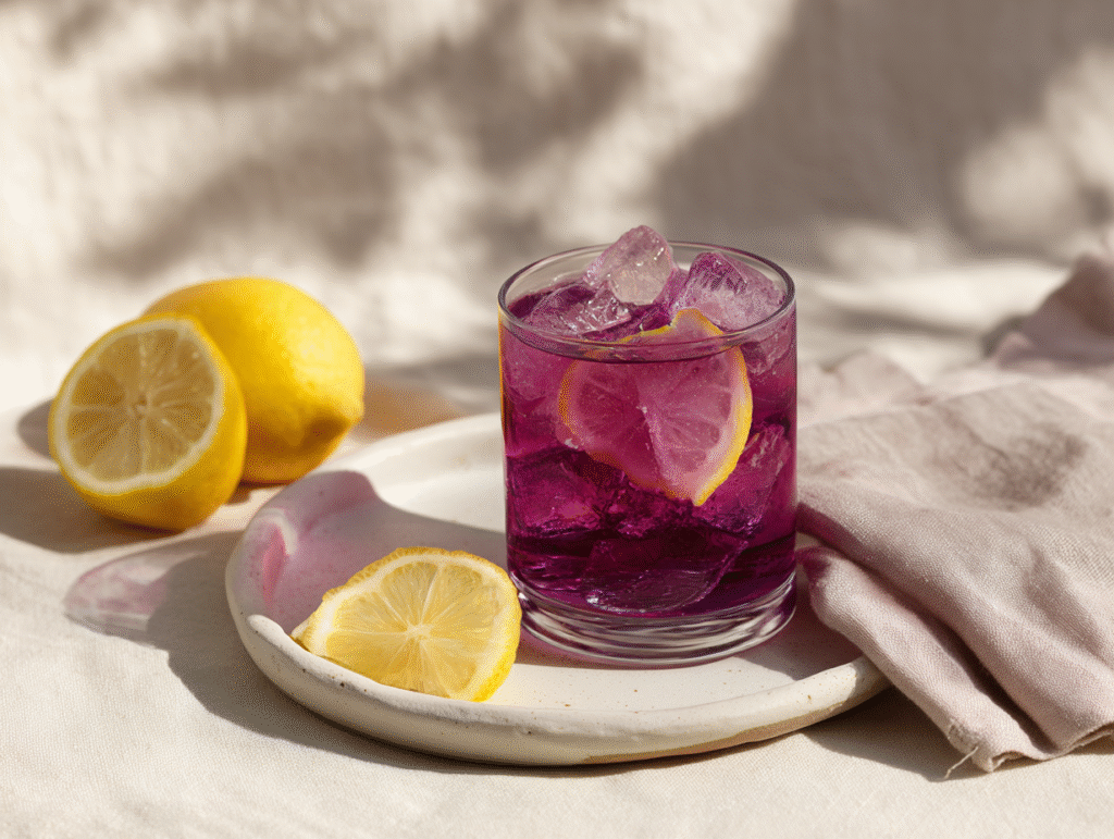 Iced Brazilian Mounjaro drink with mint and lemon