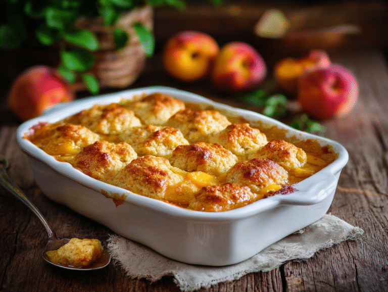 Fresh Peach Cobbler with Golden Crust