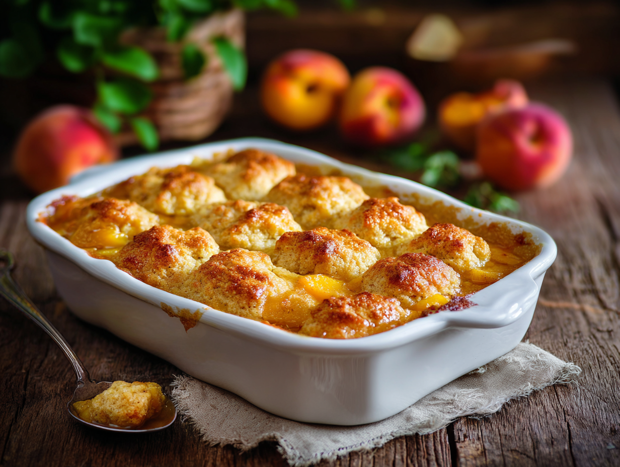 Fresh Peach Cobbler with Golden Crust
