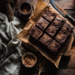 Sugar-Free Brownies on Wooden Board