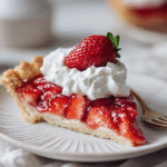 Sugar free strawberry pie on white ceramic plate