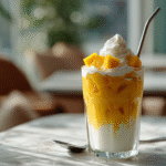 Korean Fresh Mango Milk Drink in Seoul café