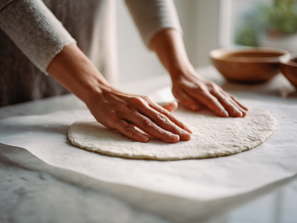 rolling low carb pizza dough clean styling