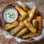 Healthy air fryer zucchini fries in basket