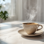 Date Seed Coffee in rustic kitchen setting