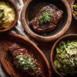 Keto dinners on a rustic dinner table