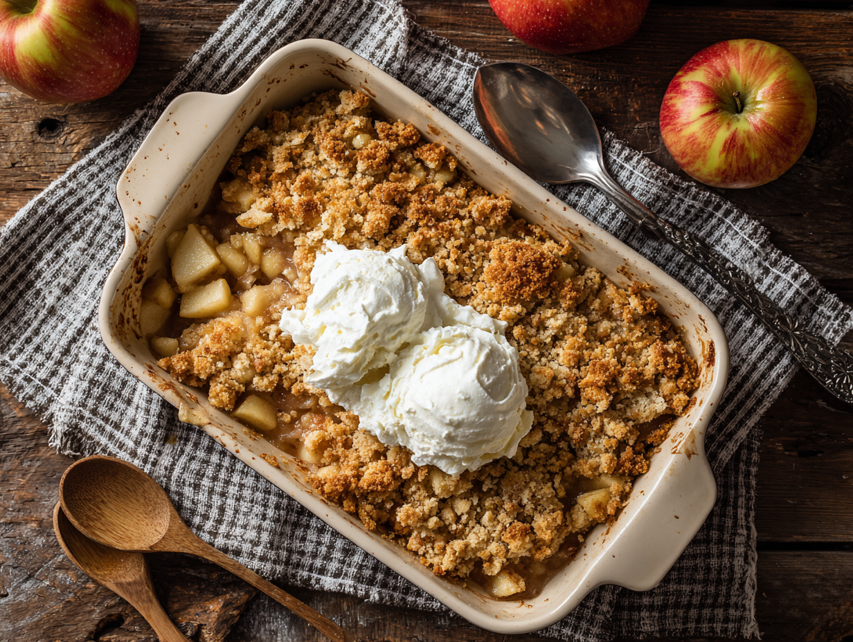 Keto Apple Crisp in rustic dish