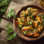Jalapeno Peach Chicken on rustic table
