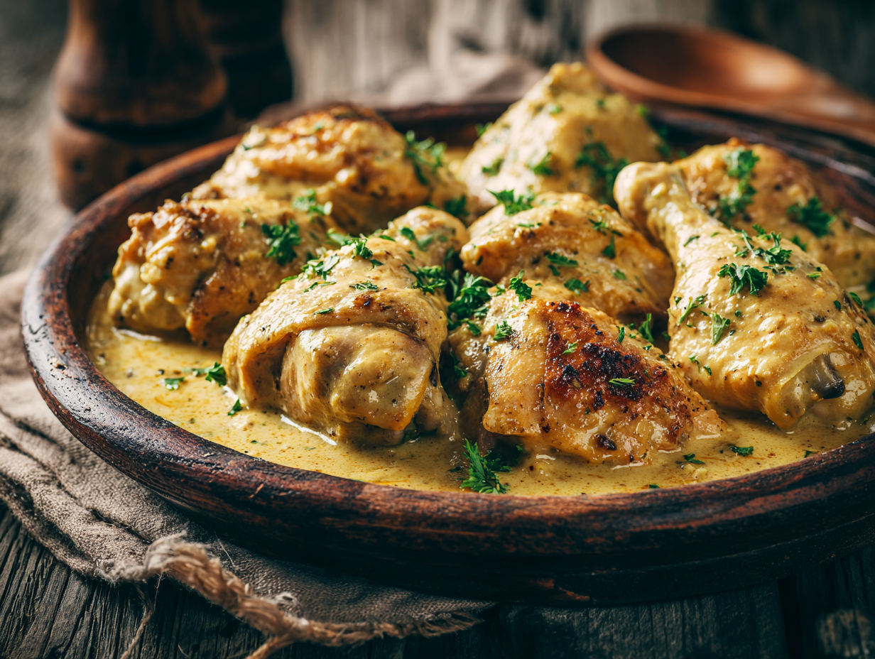 Pollo a la Mostaza creamy mustard chicken