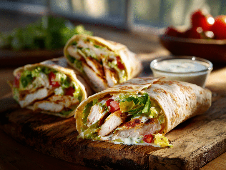 Crispy chicken ranch wraps with ranch dressing