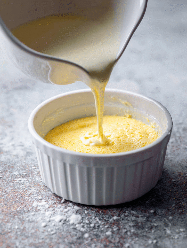 Batter for keto cheesecake in a mug