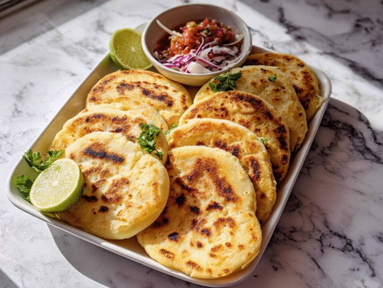 Pupusas recipe with curtido and salsa