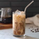 Tahini Iced Coffee in glass with ice