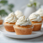 Close-up of keto cupcakes on a white ceramic plate