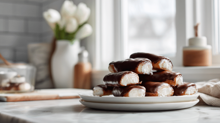 Hero shot of chocolate-dipped frozen banana bites on marble countertop, chilled banana treats with nuts.