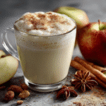 Hero shot of Apple Chai Latte with cinnamon stick garnish