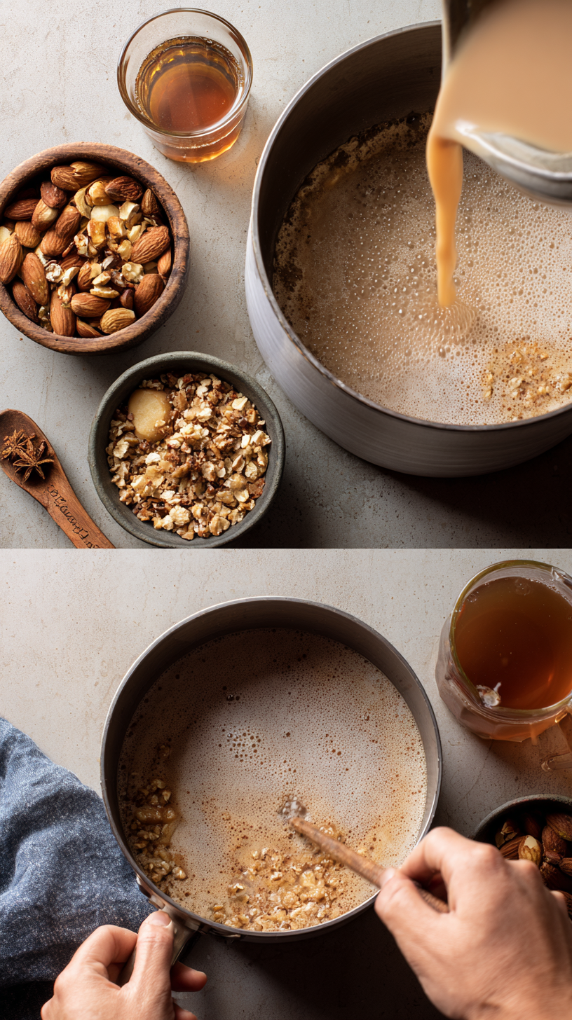 Preparing Apple Chai Latte step by step cooking process