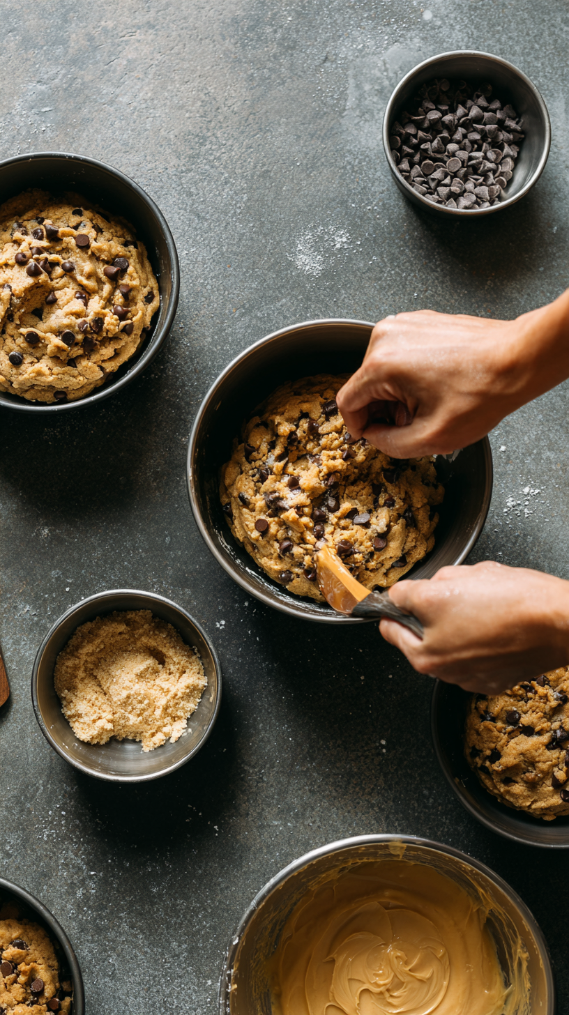 Preparing Chocolate Chip Cheesecake Cookies step by step cooking process