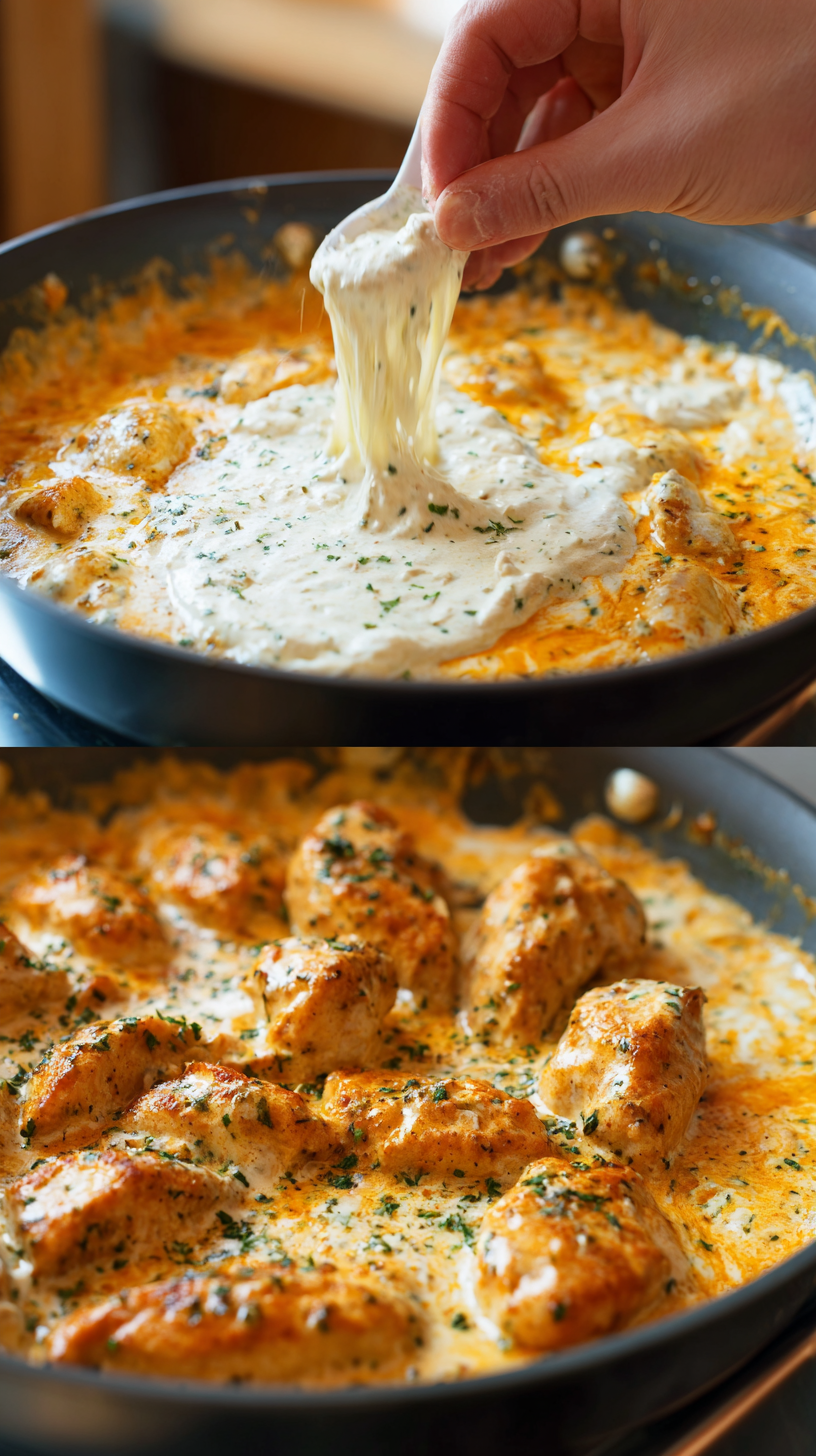 Preparing Creamy Cheesy Keto Crack Chicken step by step cooking process