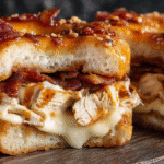 Hero shot of Donut grilled cheese with chicken